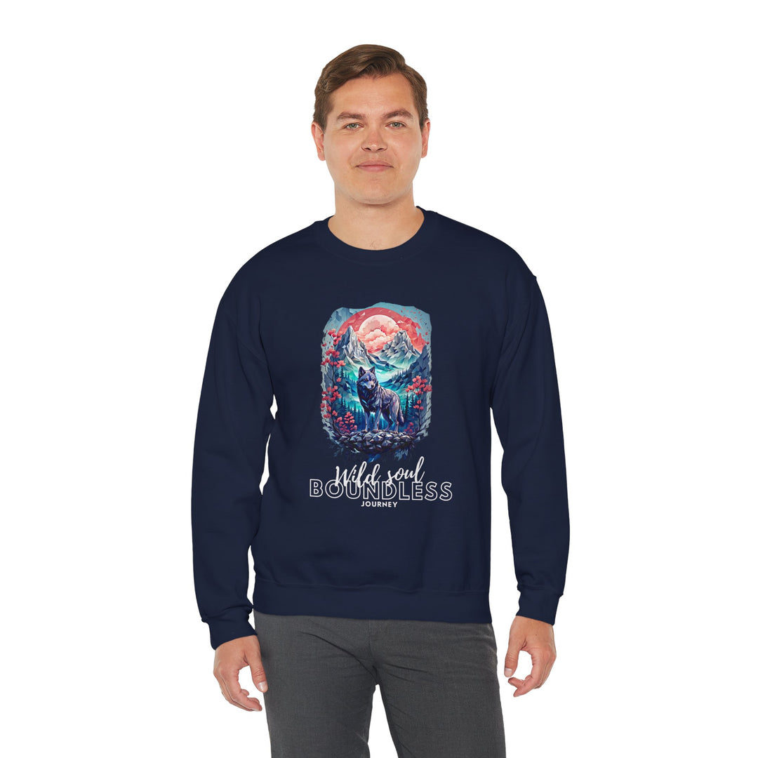 Wild Soul Endless Journey Sweatshirt - Mountain Wolf Spirit