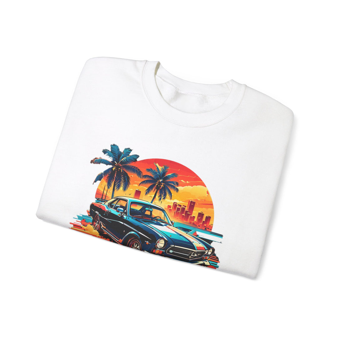 Classic Car Beach Sunset Sweatshirt - Vintage City Fashion