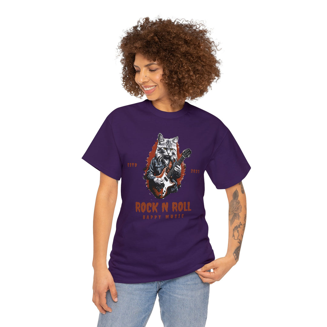 Rock N Roll Cat Guitarist T-Shirt - Happy Tunes