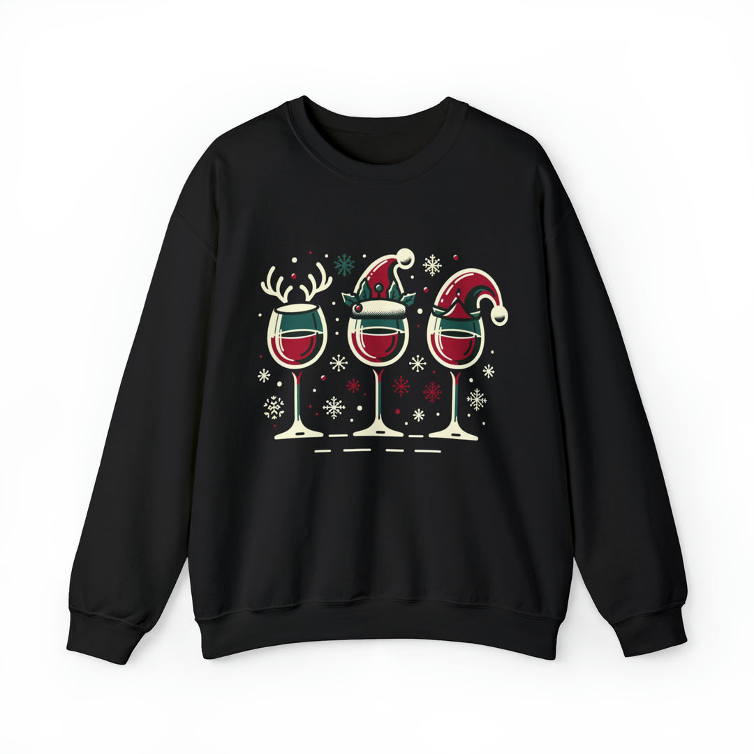 Holiday Cheer Wine Glasses Unisex Sweatshirt - Wave Fusions