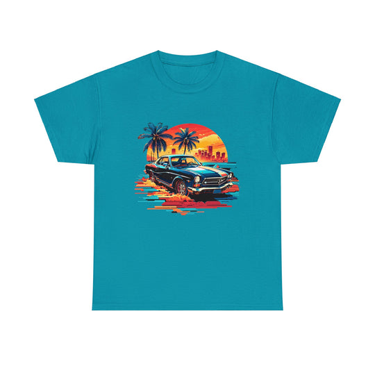 Classic Car Beach Sunset T-shirt   - Vintage City Fashion