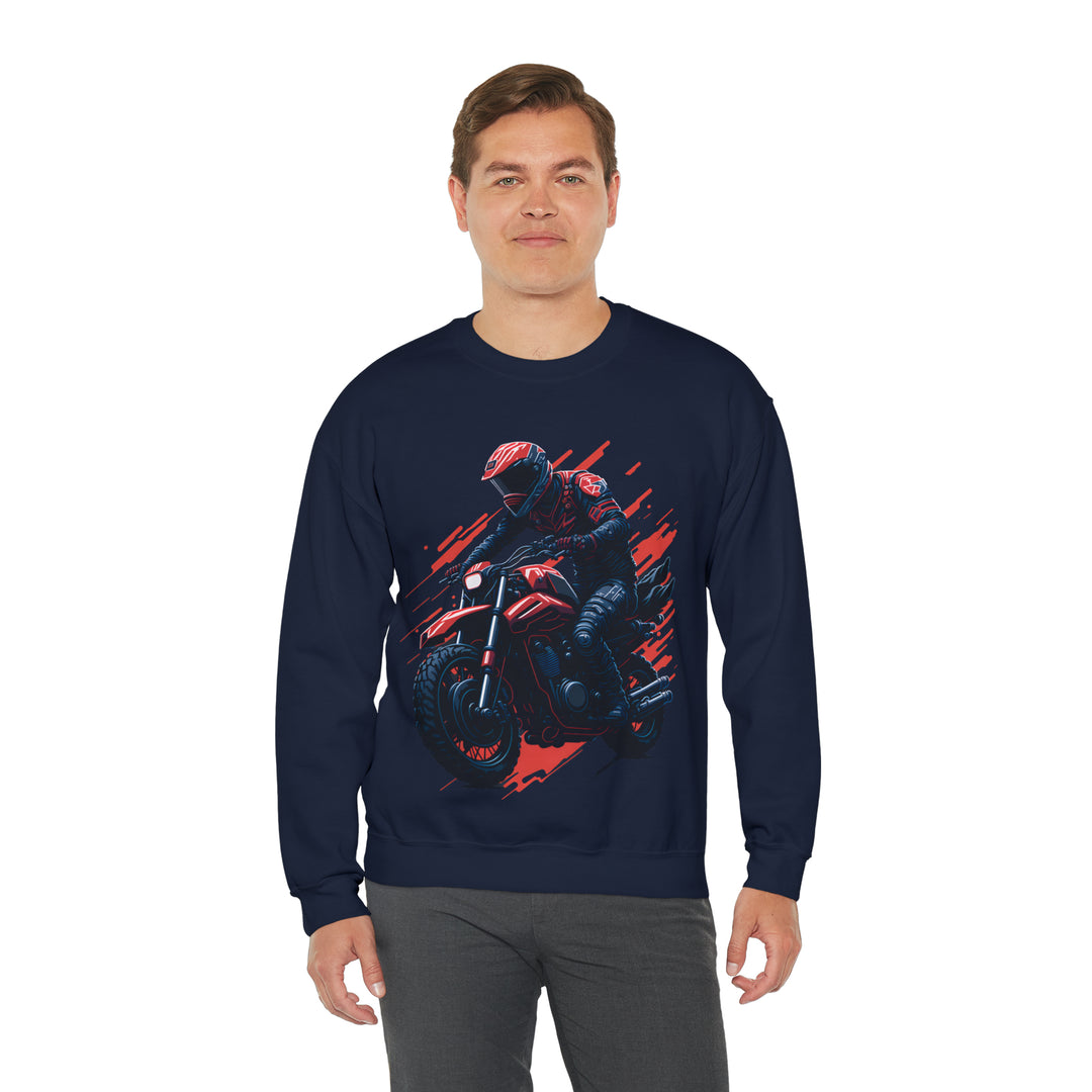 Biker Unisex Heavy Blend Crewneck Sweatshirt - Wave Fusions