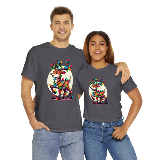 Reindeer Radiance Christmas Cheer Unisex T Shirt - Wave Fusions