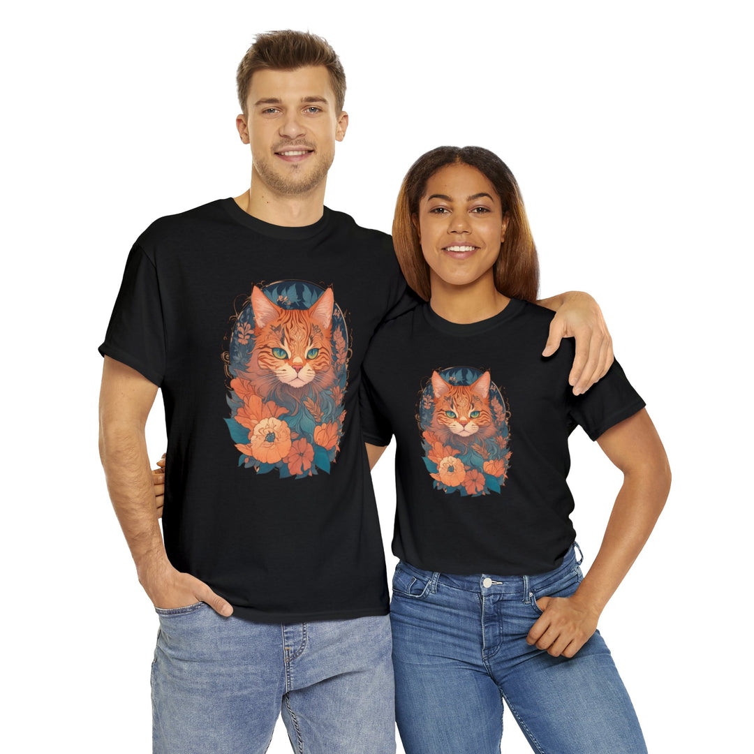 Garden Gaze Cat Petals and Paws T-shirt - Blooming Cat