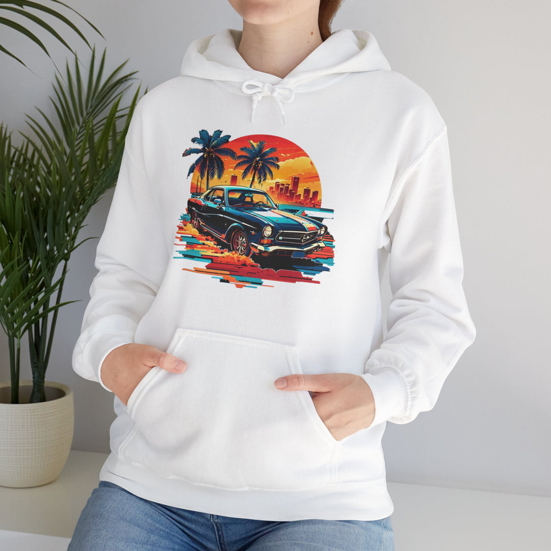 Classic Car Beach Sunset Hoodie - Vintage City Fashion