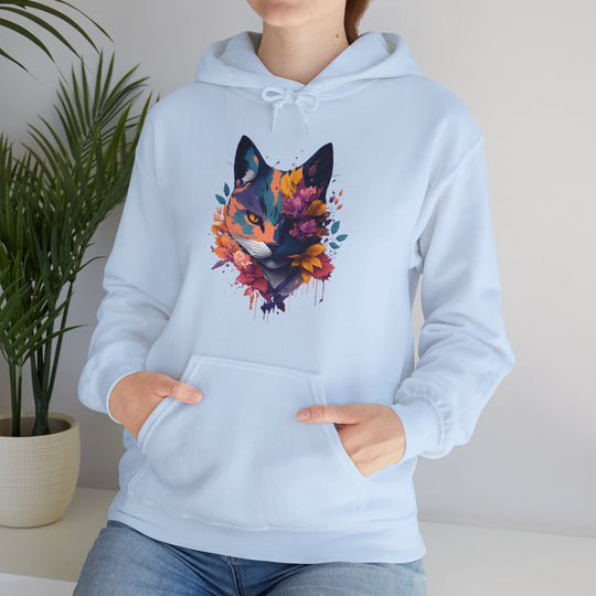 Floral Feline Grace Blossom Kitty Hoodie - Artistic Cat Flair