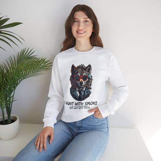 Cool Wolf Legend Sweatshirt - I Hunt With Smoke Not Just With Teeth