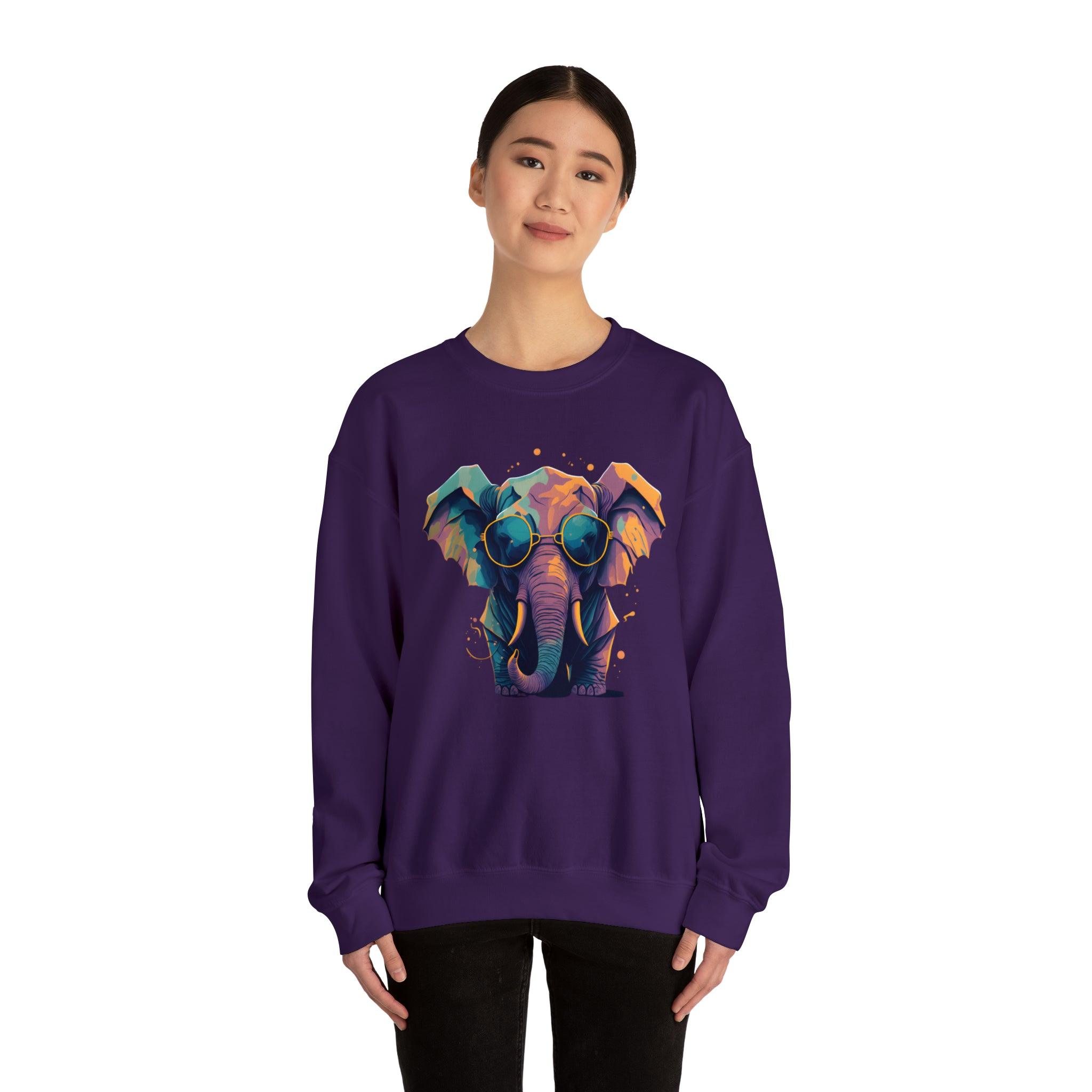 Cool Elephant Crewneck Sweatshirt - Wave Fusions