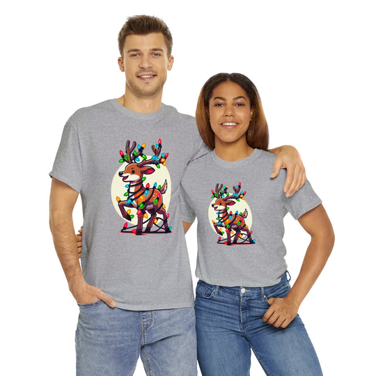 Reindeer Radiance Christmas Cheer Unisex T Shirt - Wave Fusions