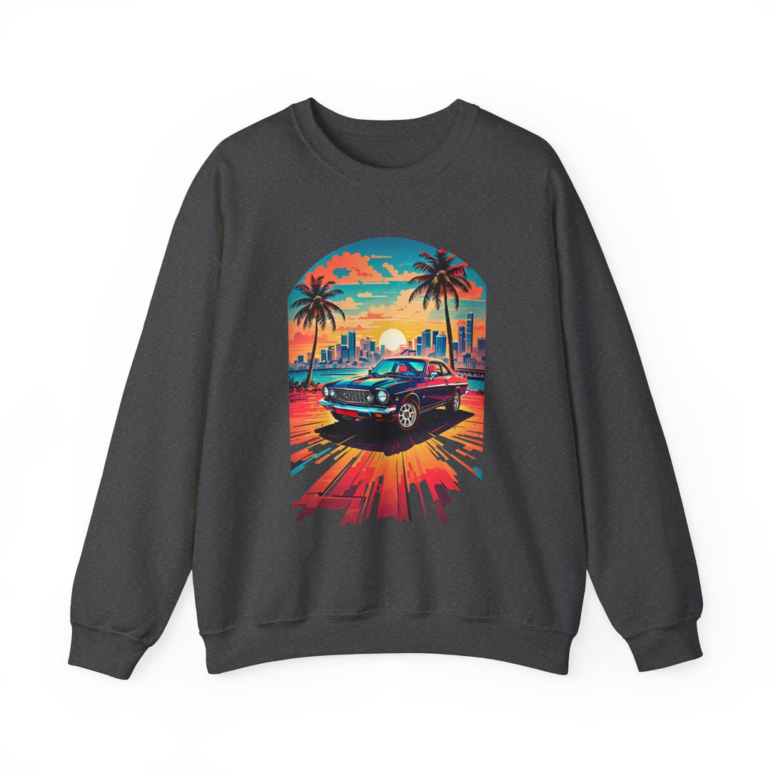 Cityscape Sunburst Car Sweatshirt - Vintage City Fashion