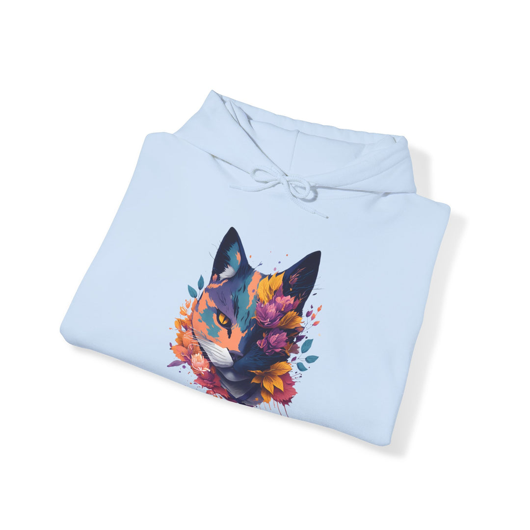 Floral Feline Grace Blossom Kitty Hoodie - Artistic Cat Flair