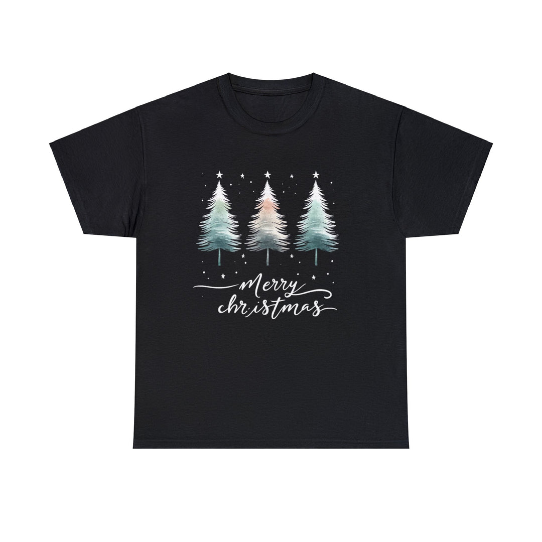 Starry Night Watercolor Christmas Trees Unisex T Shirt - Wave Fusions