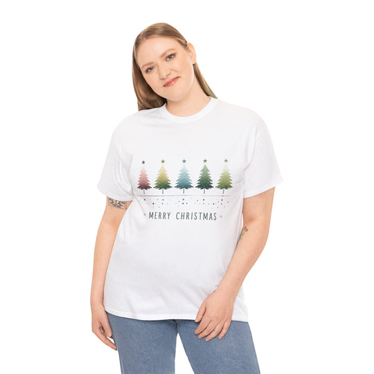 Pastel Forest Noel Christmas Trees Unisex T Shirt - Wave Fusions