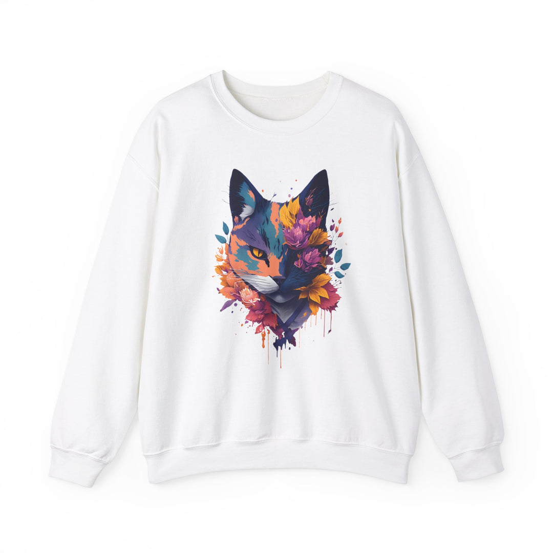 Floral Feline Grace Blossom Kitty Sweatshirt - Artistic Cat Flair