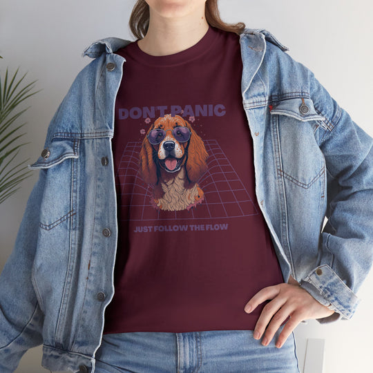 Don't Panic Just Follow The Flow Dog  T-shirt - Chill Wear