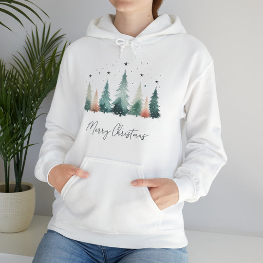 Star & Snow Cute Christmas Trees Unisex Hoodie - Wave Fusions