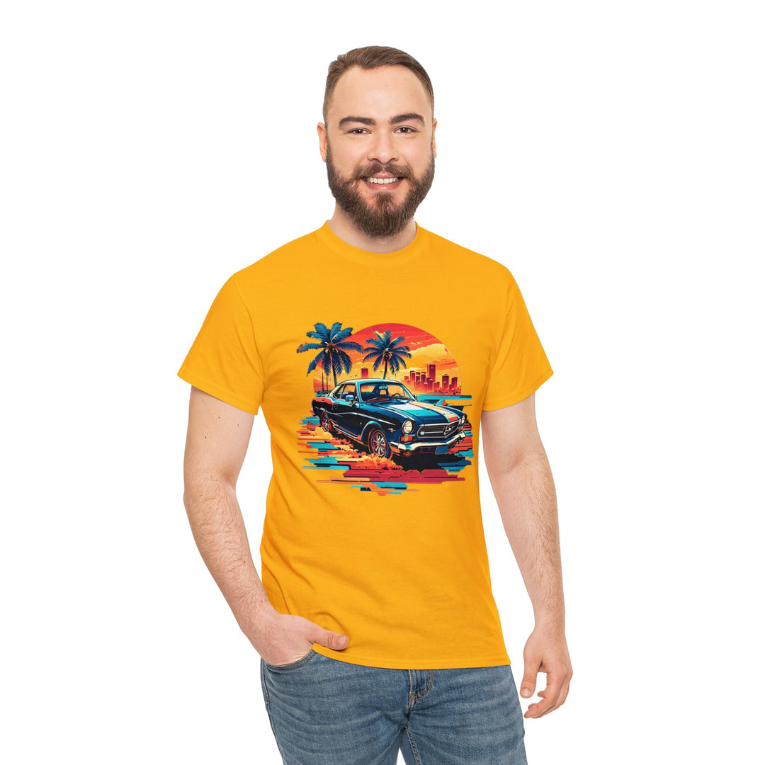 Classic Car Beach Sunset T-shirt   - Vintage City Fashion