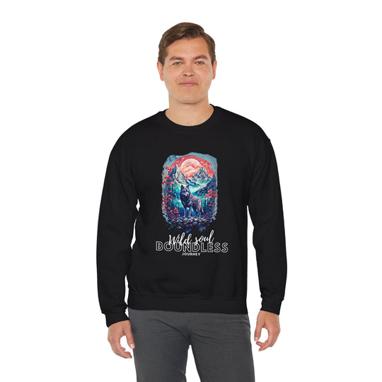 Wild Soul Endless Journey Sweatshirt - Mountain Wolf Spirit