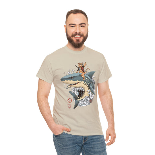 Shark Rider Cat T-Shirt - Aquatic Adventure Gear