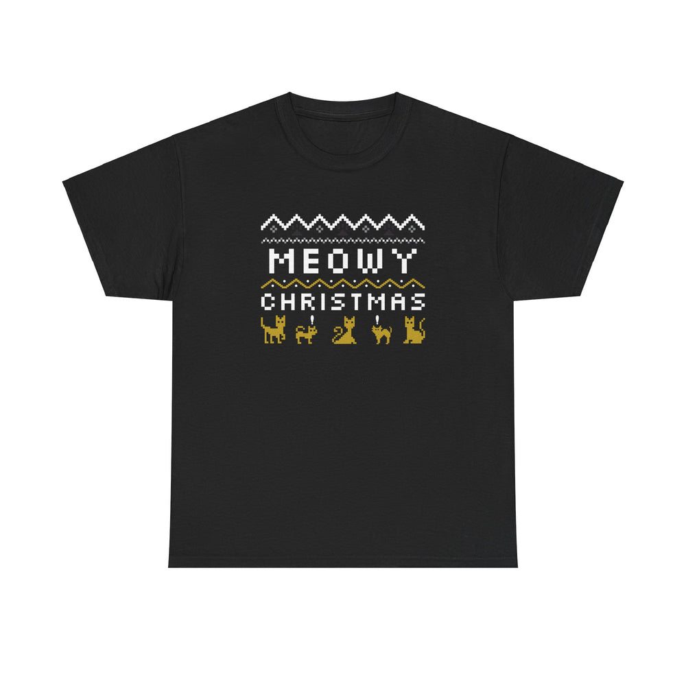 Meowy Christmas Festive Cat Pixel Tee