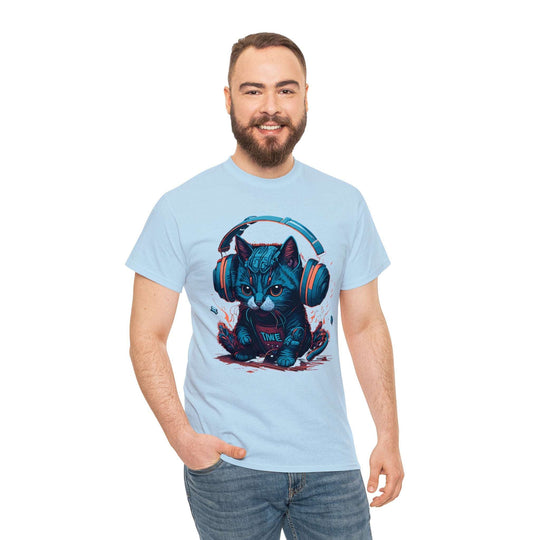 Cat With Headset Unisex Heavy Cotton Tee