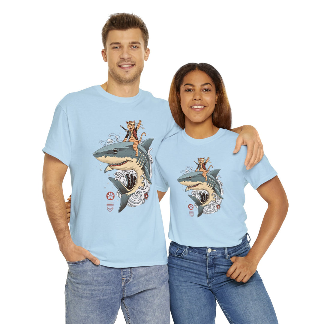 Shark Rider Cat T-Shirt - Aquatic Adventure Gear