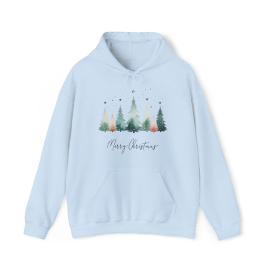 Star & Snow Cute Christmas Trees Unisex Hoodie - Wave Fusions