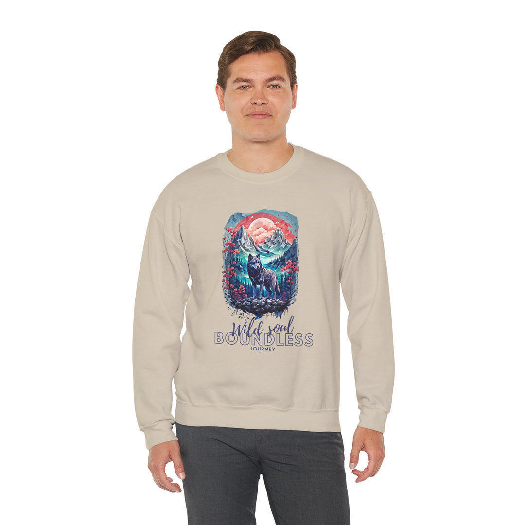 Wild Soul Endless Journey Sweatshirt - Mountain Wolf Spirit