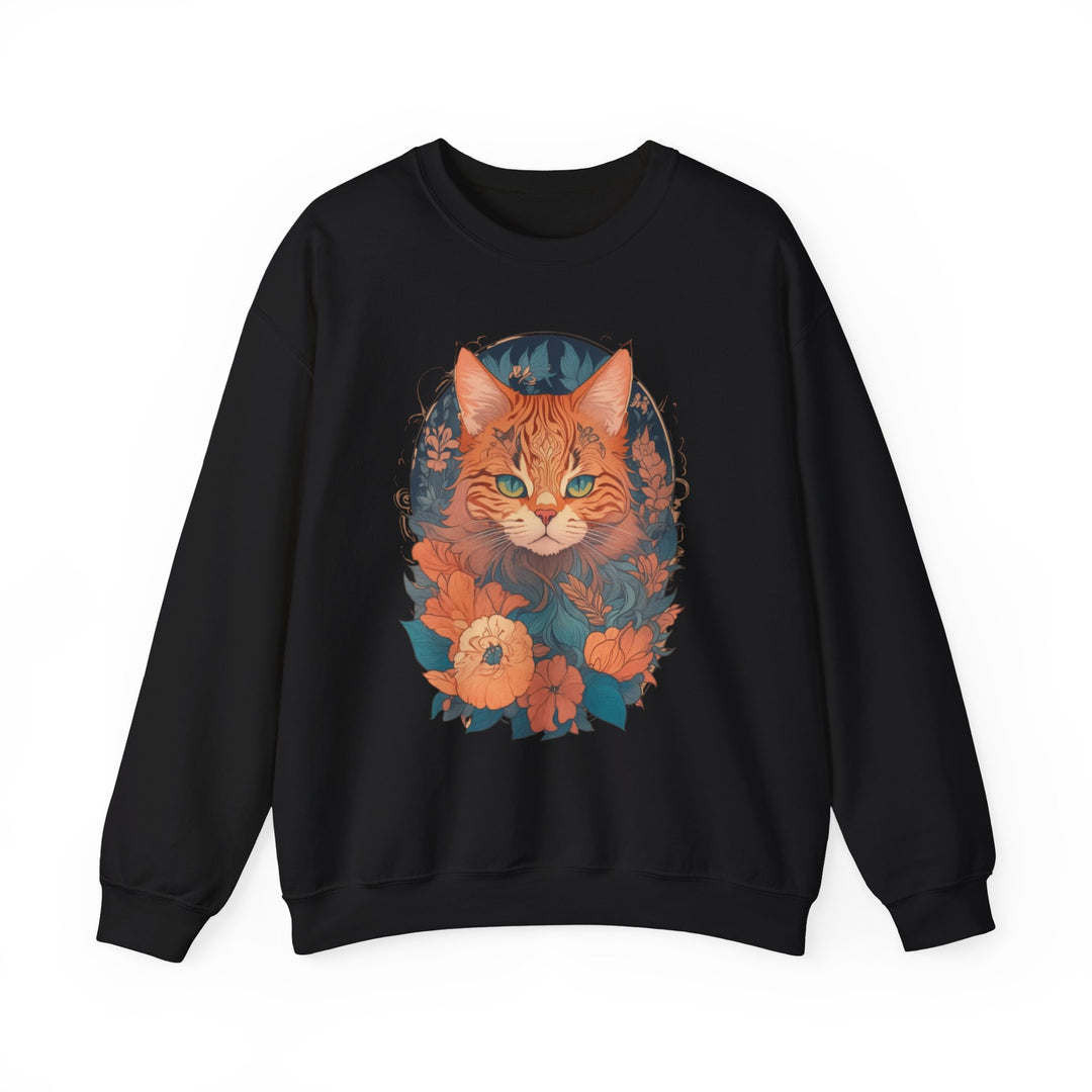 Garden Gaze Cat Petals and Paws Sweatshirt - Blooming Cat