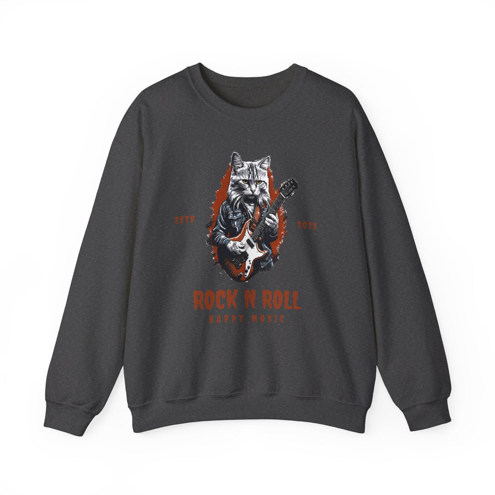 Rock N Roll Cat Guitarist Sweatshirt- Happy Tunes