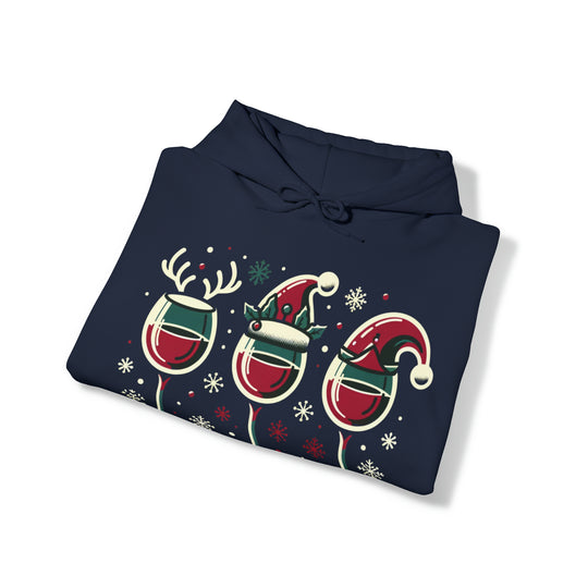 Holiday Cheer Wine Glasses Unisex Hoodie - Wave Fusions