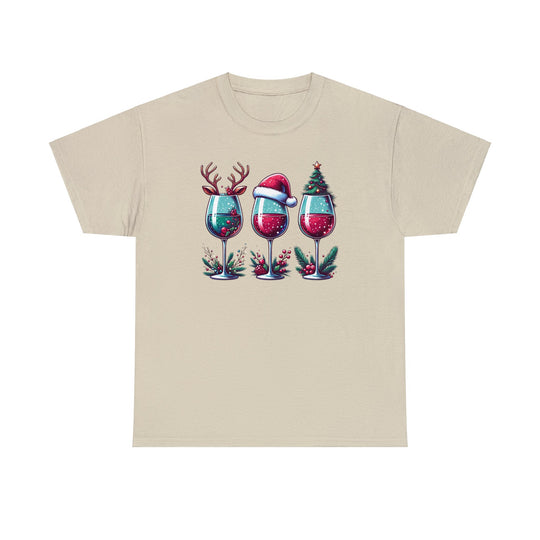 Wine Christmas Spirit Glasses Unisex T Shirt - Wave Fusions