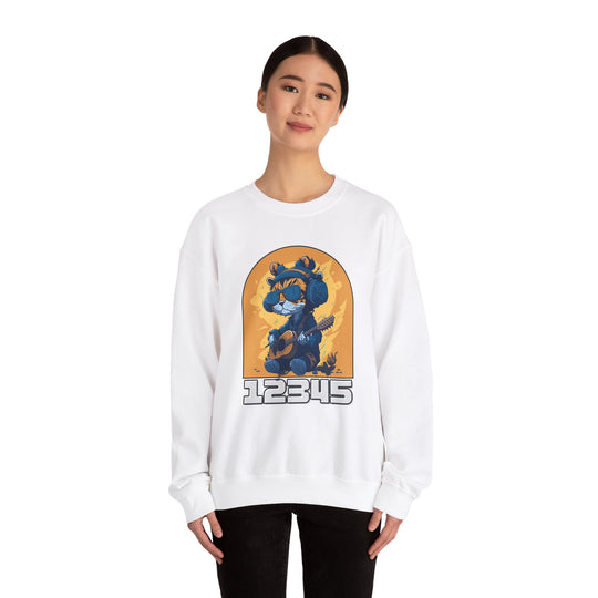 Guitar Cat Sweatshirt - Rhythmic Feline