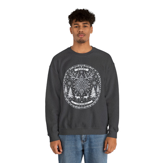 Snowflake Majesty Christmas Medallion Unisex Sweatshirt - Wave Fusions