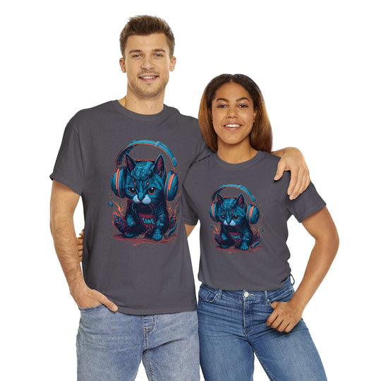 Cat With Headset Unisex Heavy Cotton Tee