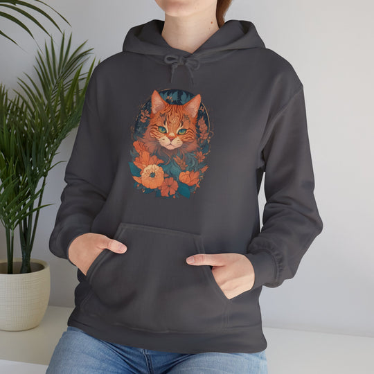 Garden Gaze Cat Petals and Paws Hoodie - Blooming Cat