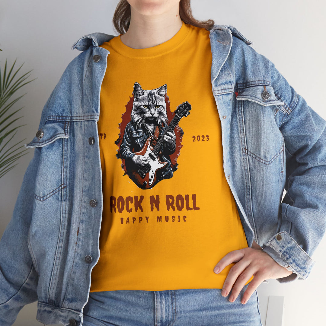 Rock N Roll Cat Guitarist T-Shirt - Happy Tunes