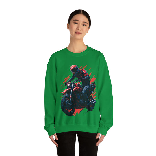 Biker Unisex Heavy Blend Crewneck Sweatshirt - Wave Fusions