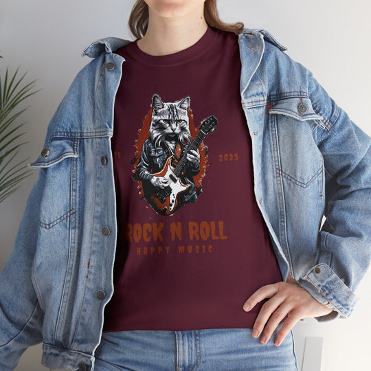 Rock N Roll Cat Guitarist T-Shirt - Happy Tunes