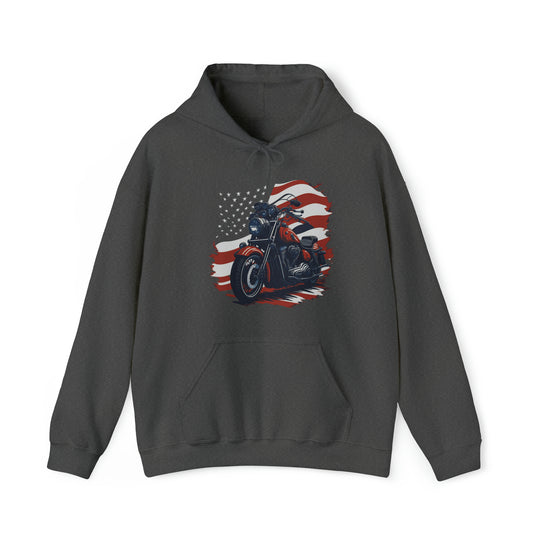 USA Flag Vintage Bike Unisex Hoodie - Wave Fusions