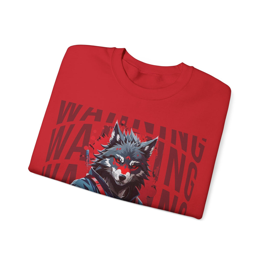 Warning! Warrior Wolf Sweatshirt - Majestic Wolf