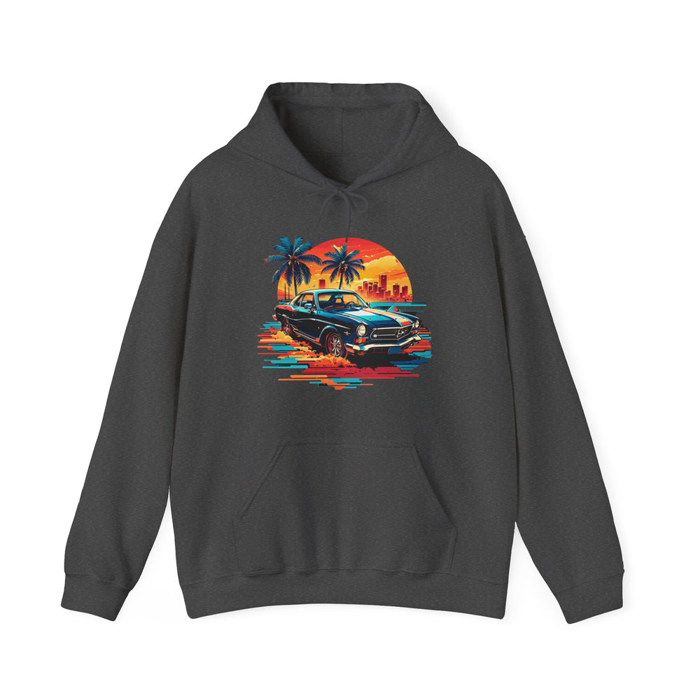 Classic Car Beach Sunset Hoodie - Vintage City Fashion