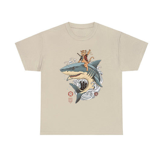 Shark Rider Cat T-Shirt - Aquatic Adventure Gear