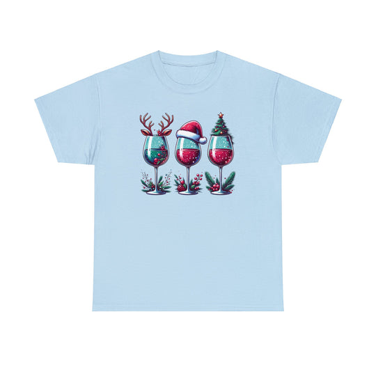 Wine Christmas Spirit Glasses Unisex T Shirt - Wave Fusions