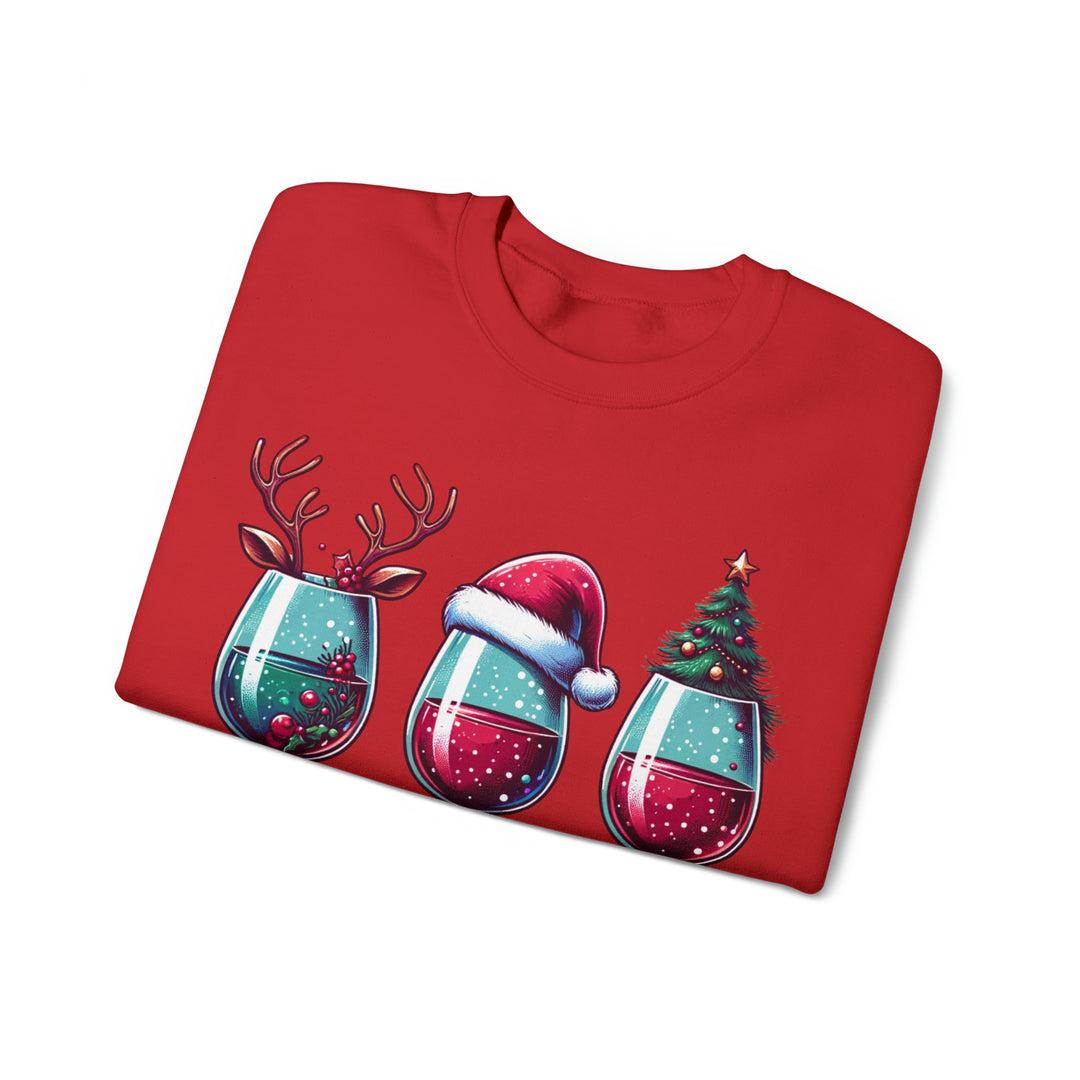 Wine Christmas Spirit Glasses Unisex Sweatshirt - Wave Fusions