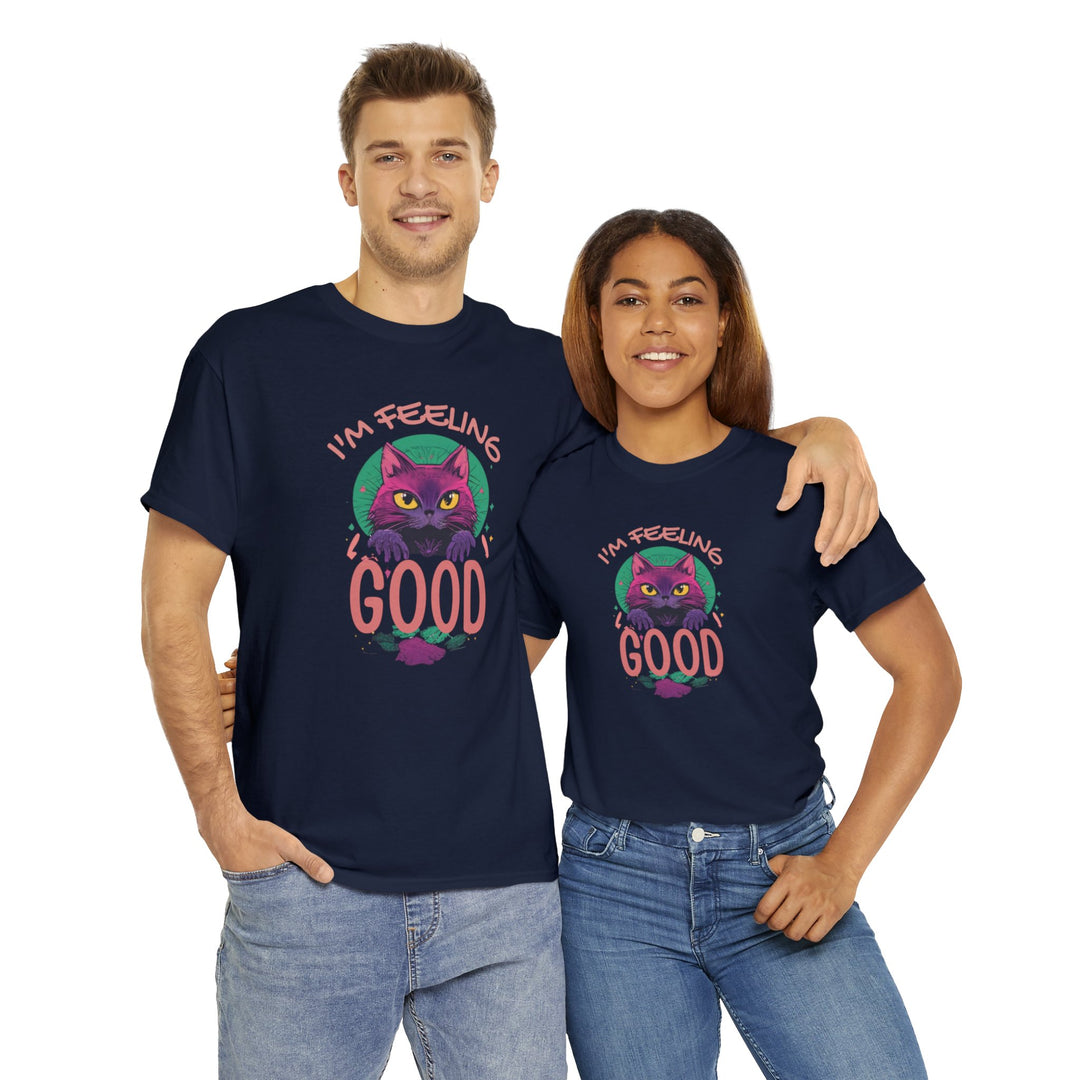 Feelin' Good Feline T-Shirt - Vibrant Vibes Cat