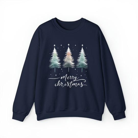 Starry Night Watercolor Christmas Trees Unisex Sweatshirt - Wave Fusions