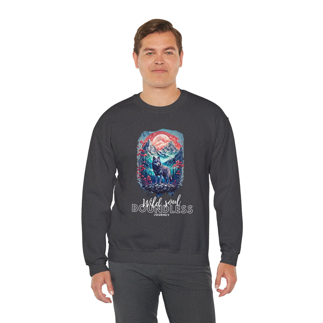 Wild Soul Endless Journey Sweatshirt - Mountain Wolf Spirit