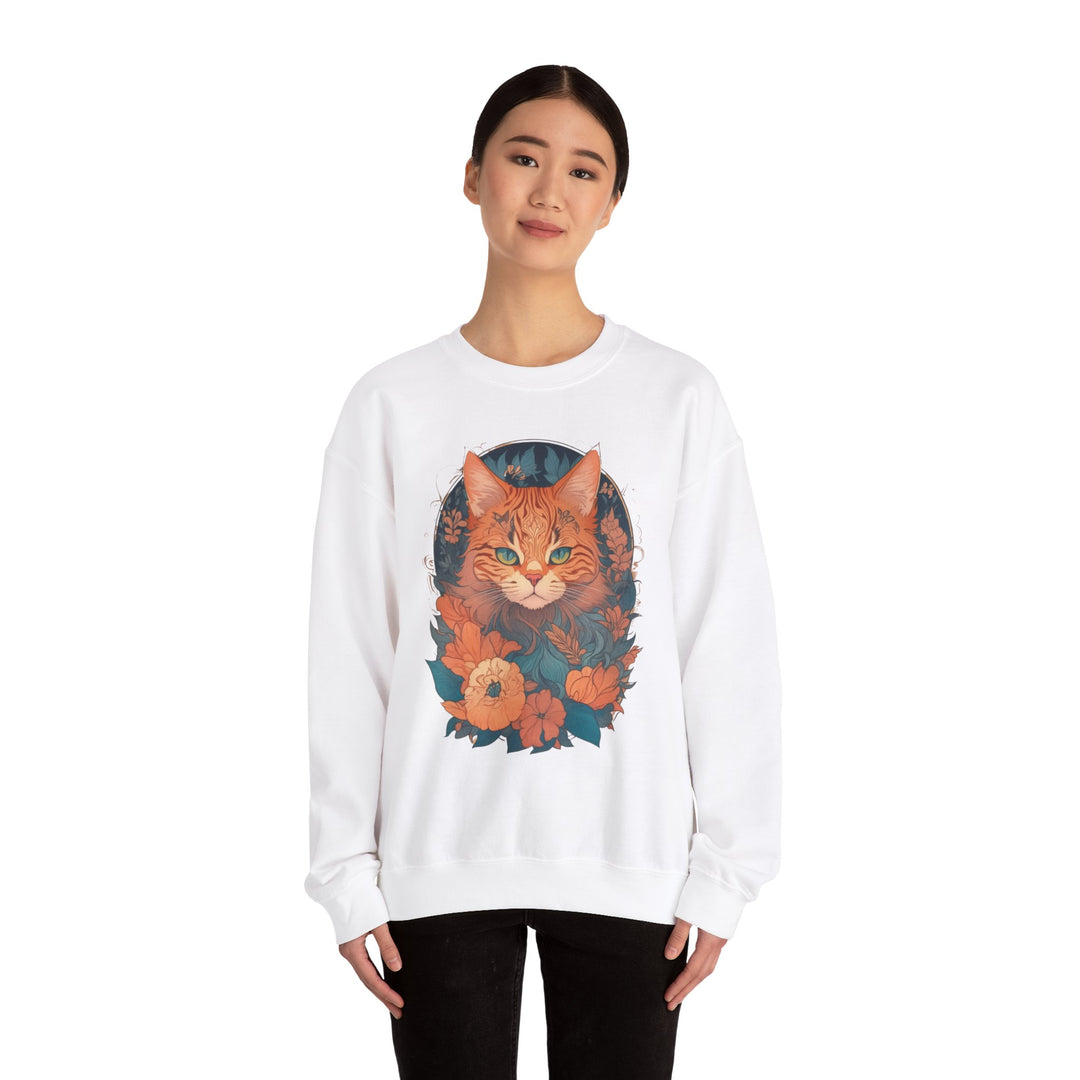 Garden Gaze Cat Petals and Paws Sweatshirt - Blooming Cat