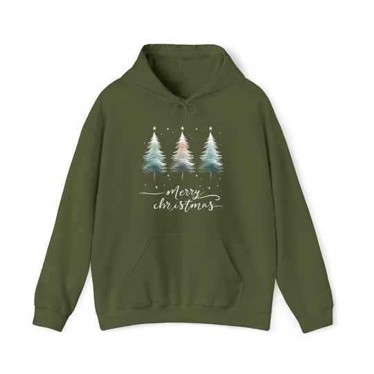 Starry Night Watercolor Christmas Trees Unisex Hoodie - Wave Fusions